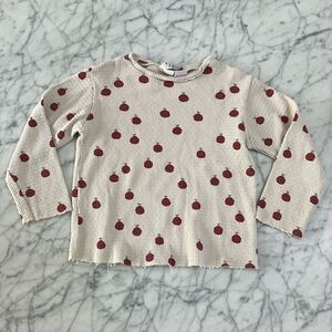Zara Ribbed Long Sleeve Apple Tee Size 3/4T